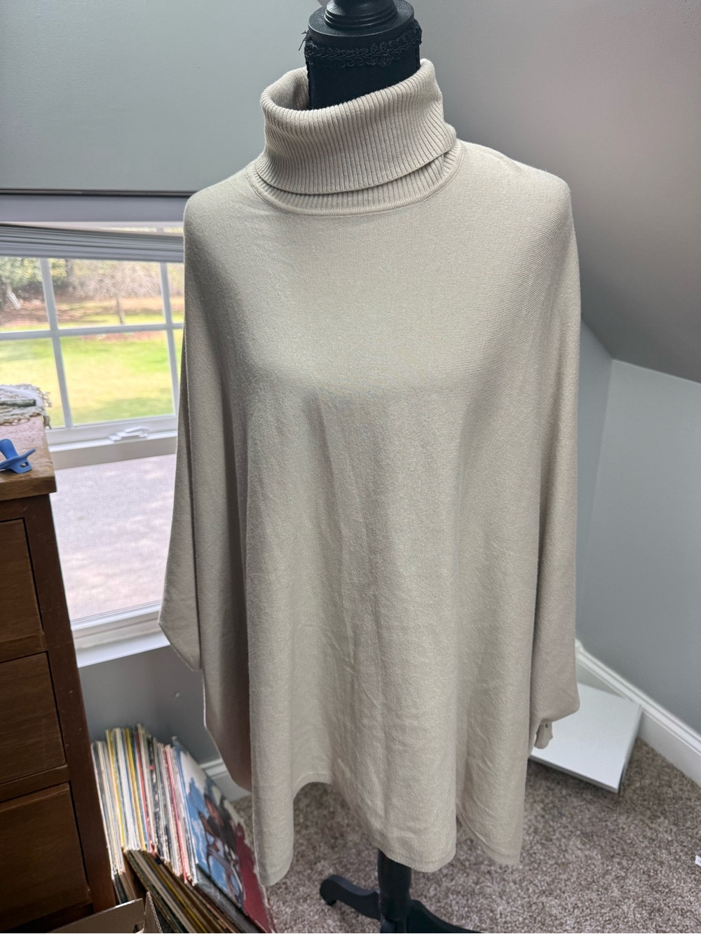 Alfani Cream Turtleneck Poncho Sweater